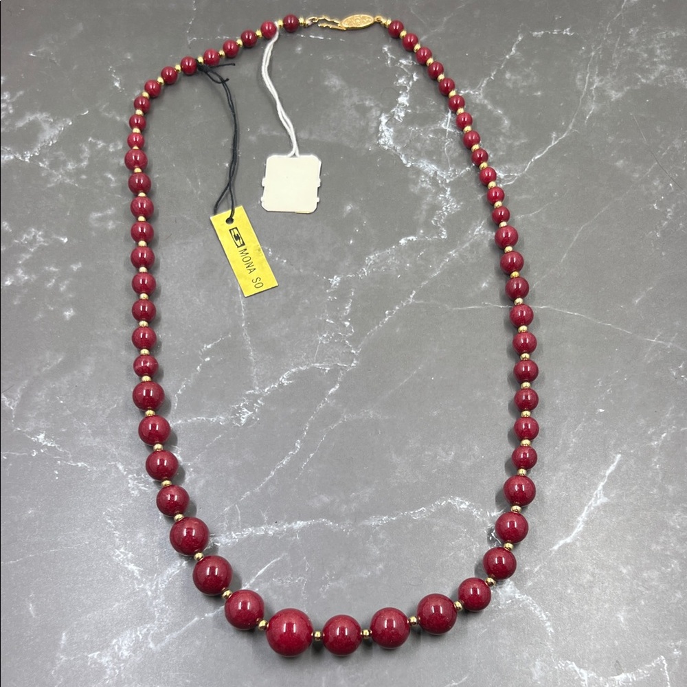 Vintage 90’s MONA SO Genuine Stone Beaded Necklace